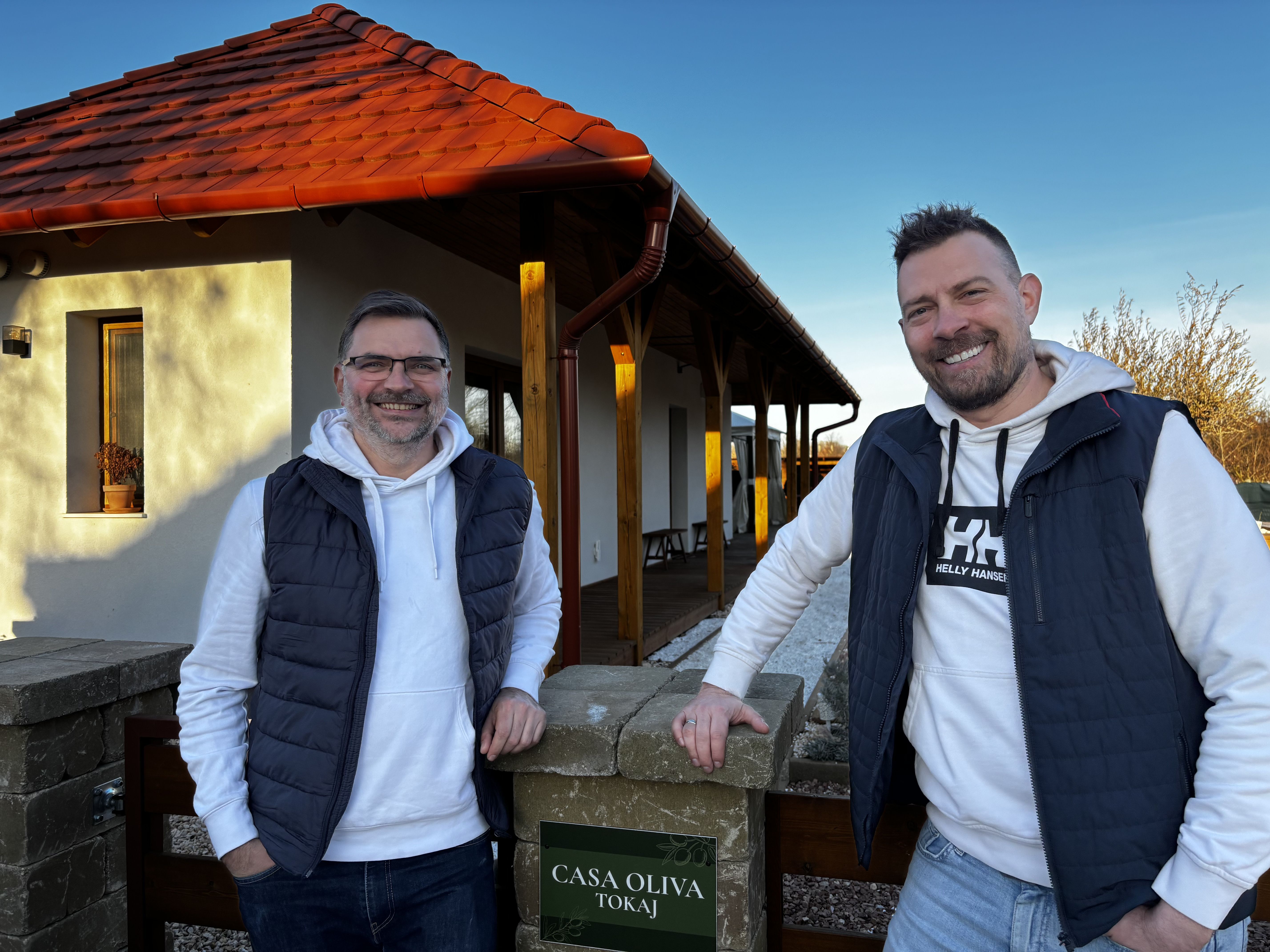 Festői szőlőültetvény húzódik lankás dombokon egy részben felhős ég alatt, rendezett szőlősorokkal és a távolban magasodó heggyel, amely tovább erősíti a táj nyugodt hangulatát.