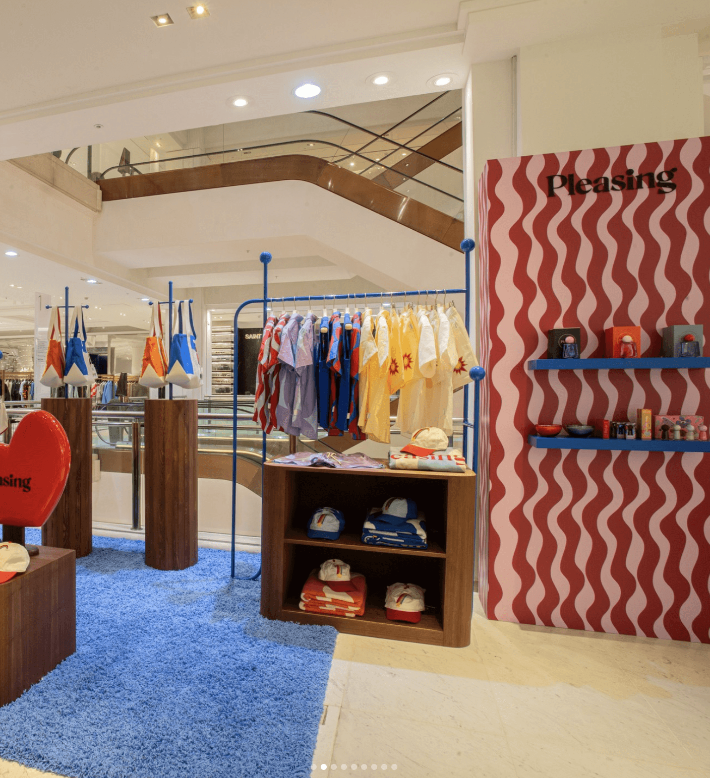 A bright, modern retail store interior featuring colorful displays and stylish merchandise.