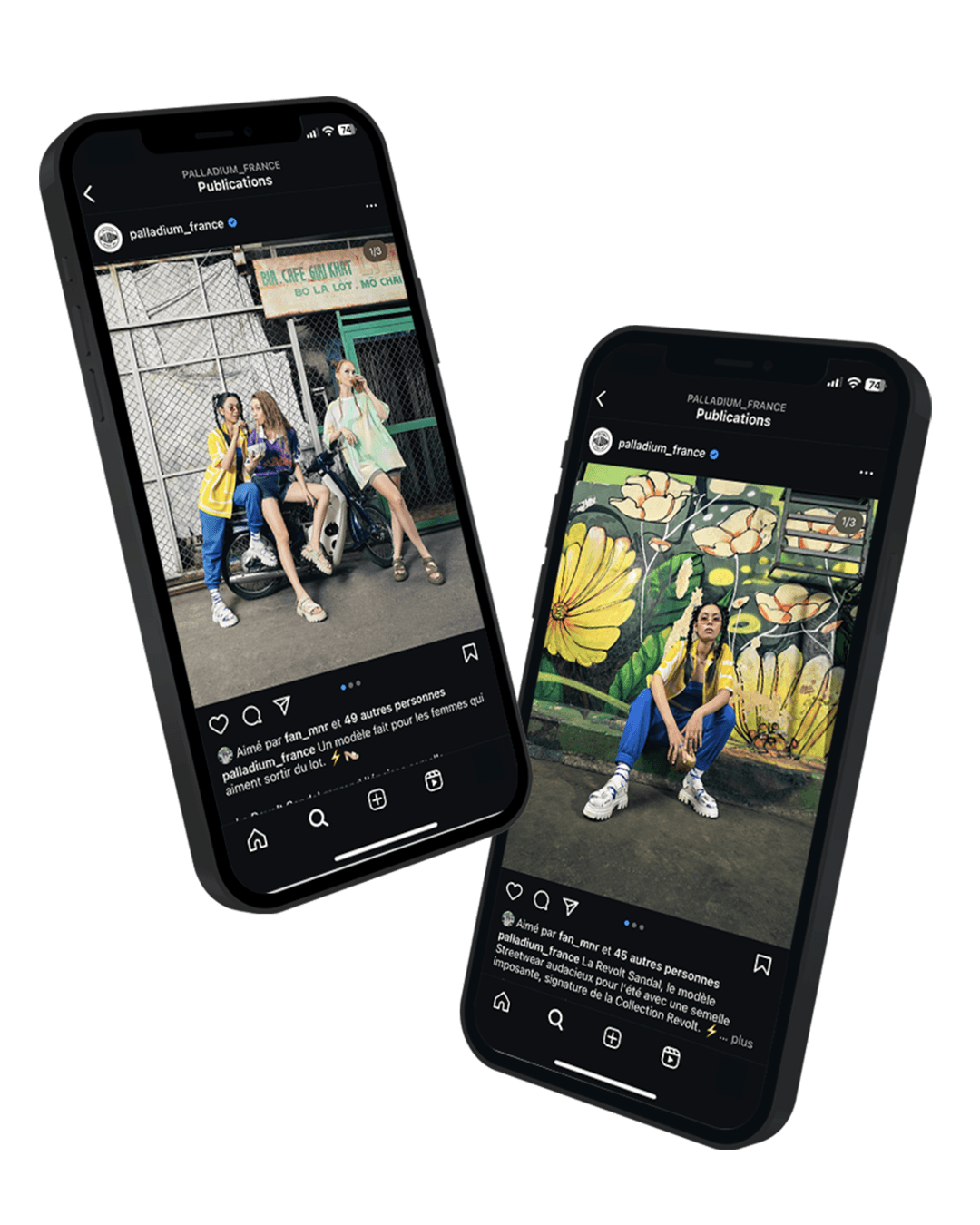 Streetside billboard with flyposters of the Batch.Works brand and illustrations