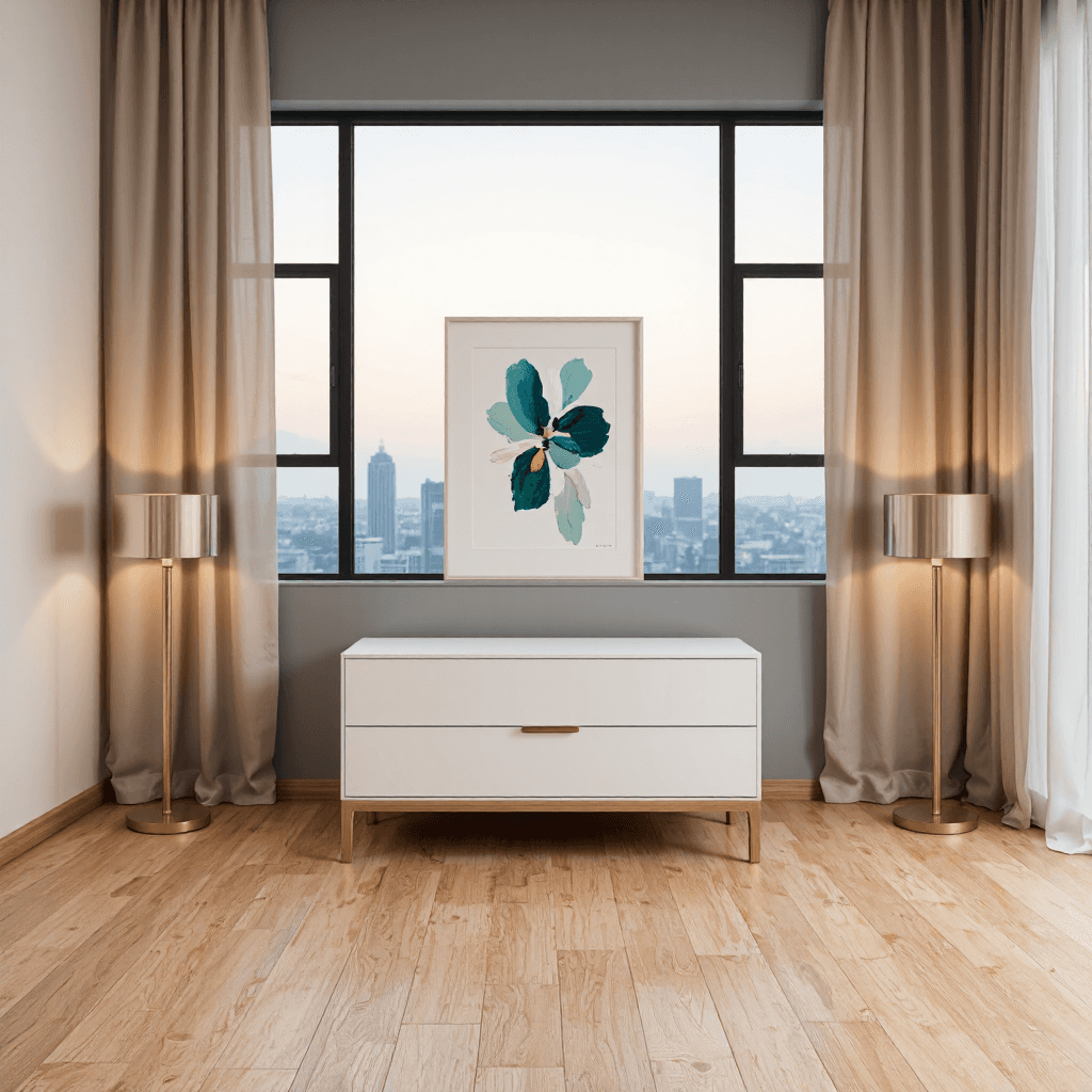 product photography of Modern minimalist bedroom furniture