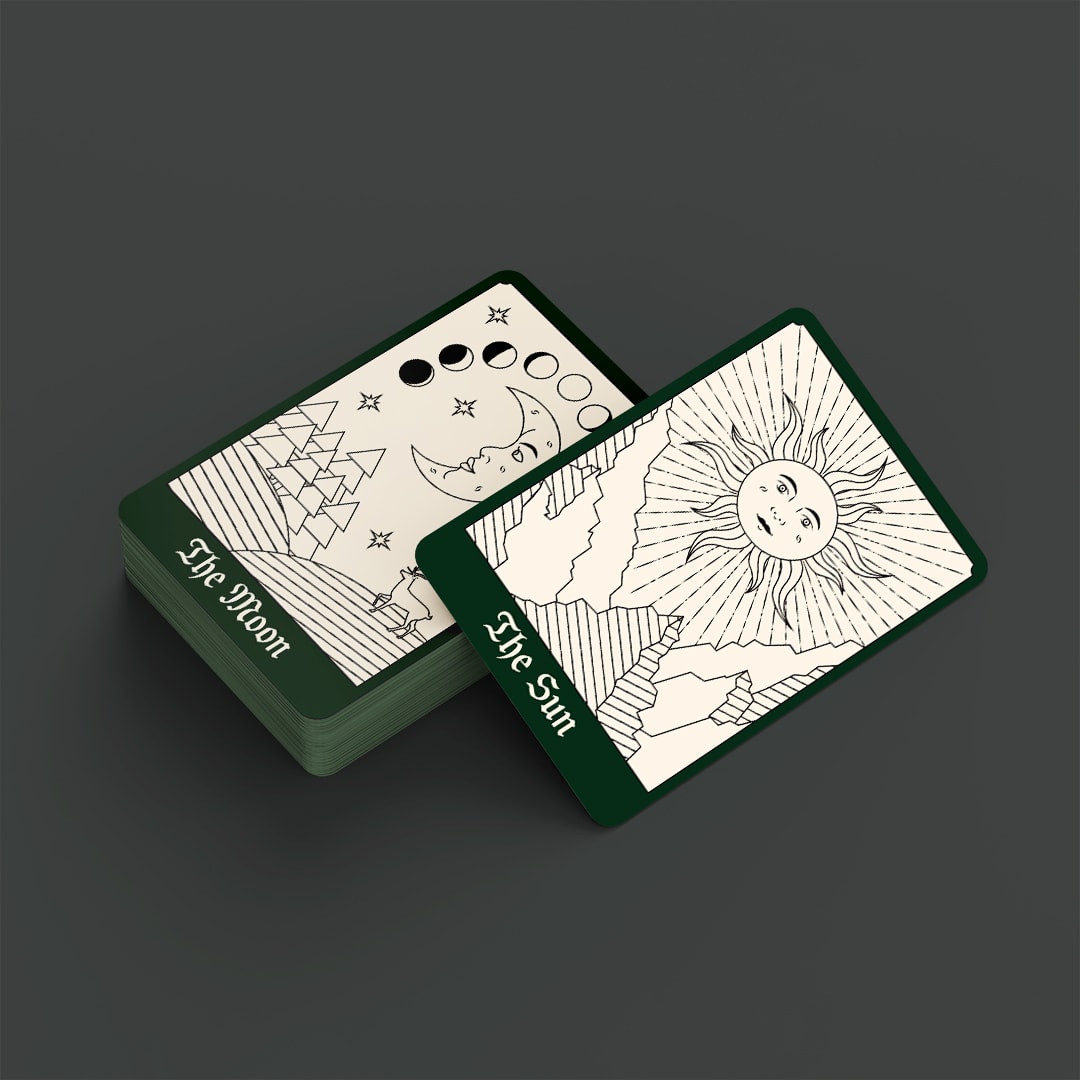 Cartes de tarot stylisées en illustration vectorielle