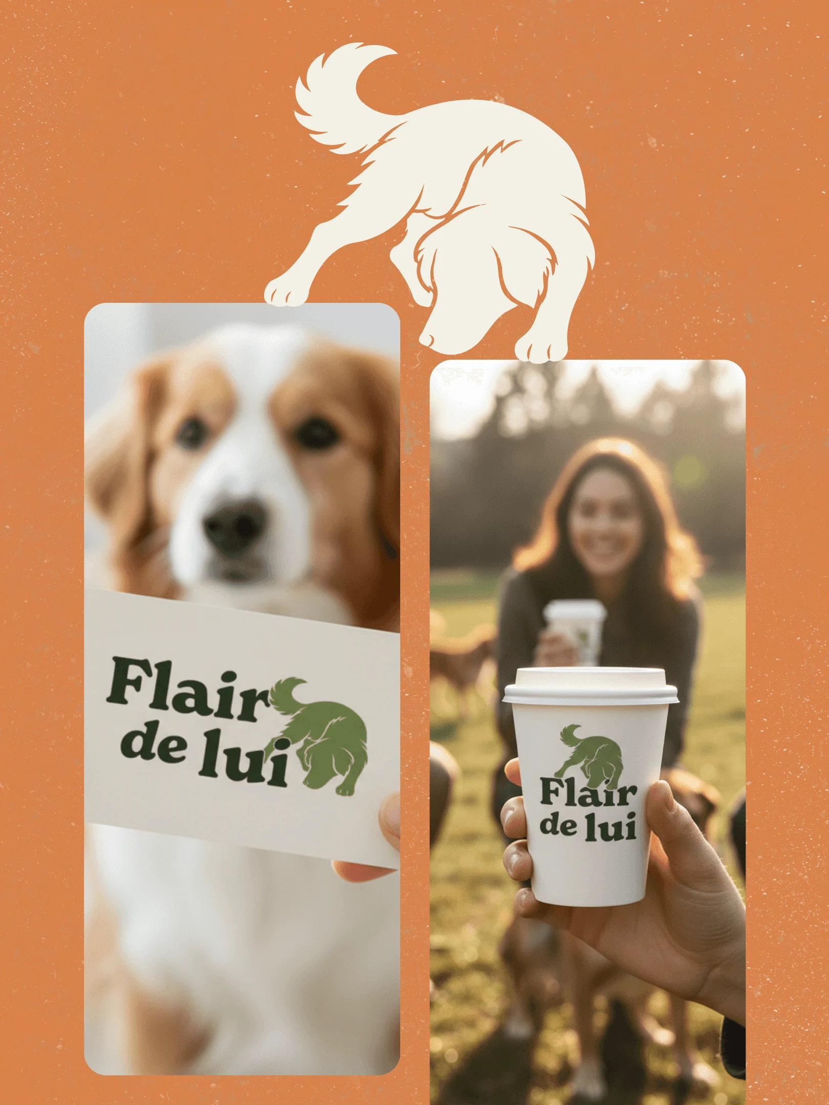 Supports de communication Flair de lui conçus par Coralie De Almeida, structure spécialisée en travail du flair canin