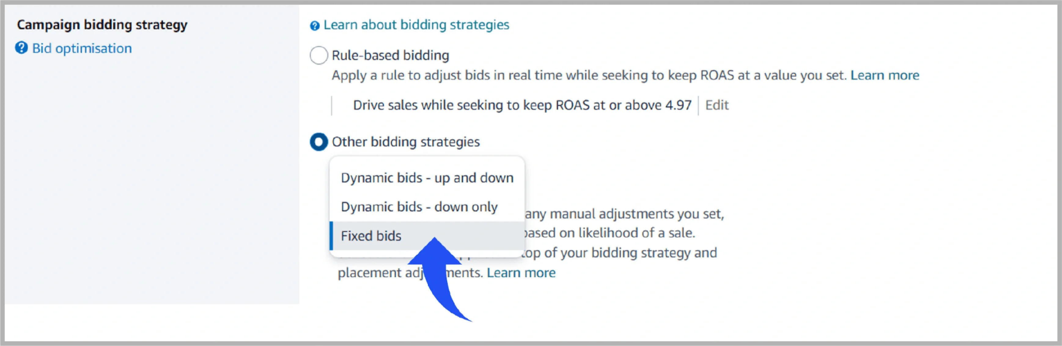 Fixed bidding strategy