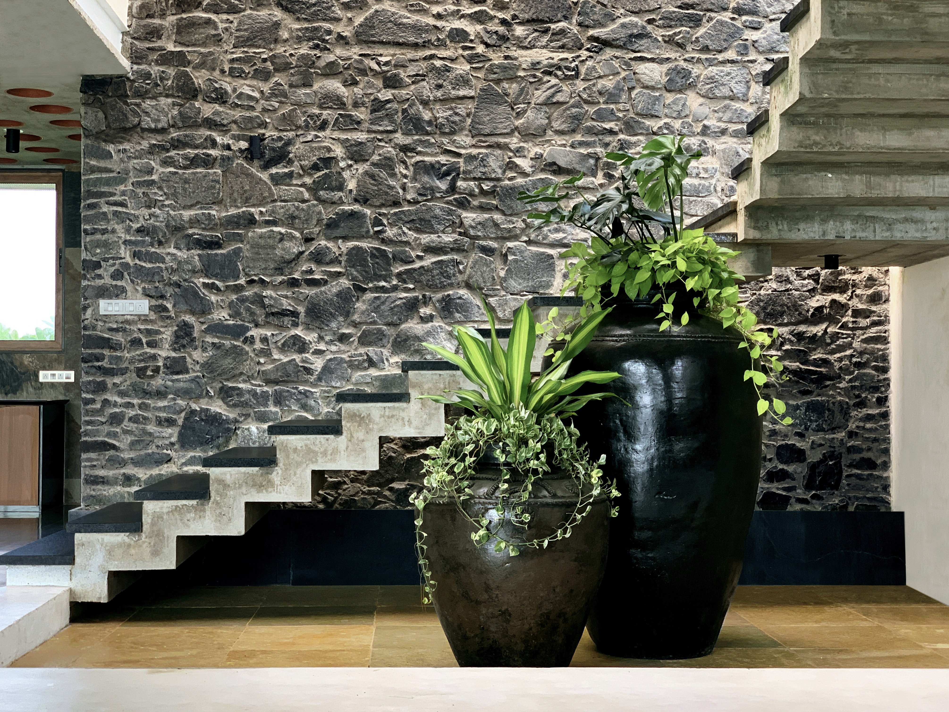 Lake House, Surat  - stone wall