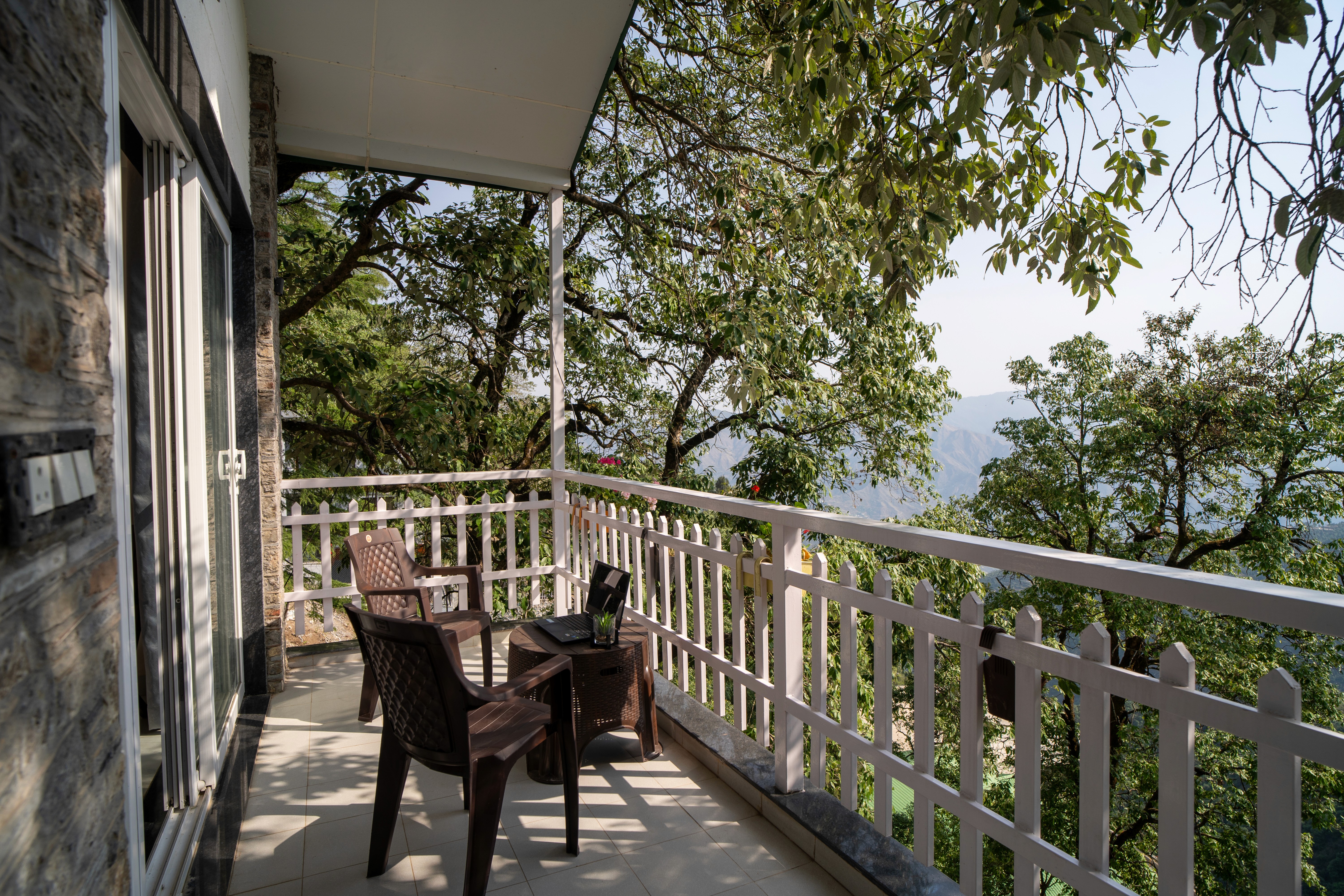 Himalayan balcony view at The White Umbrella