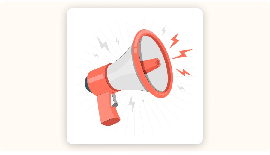 Red megaphone emitting alerts