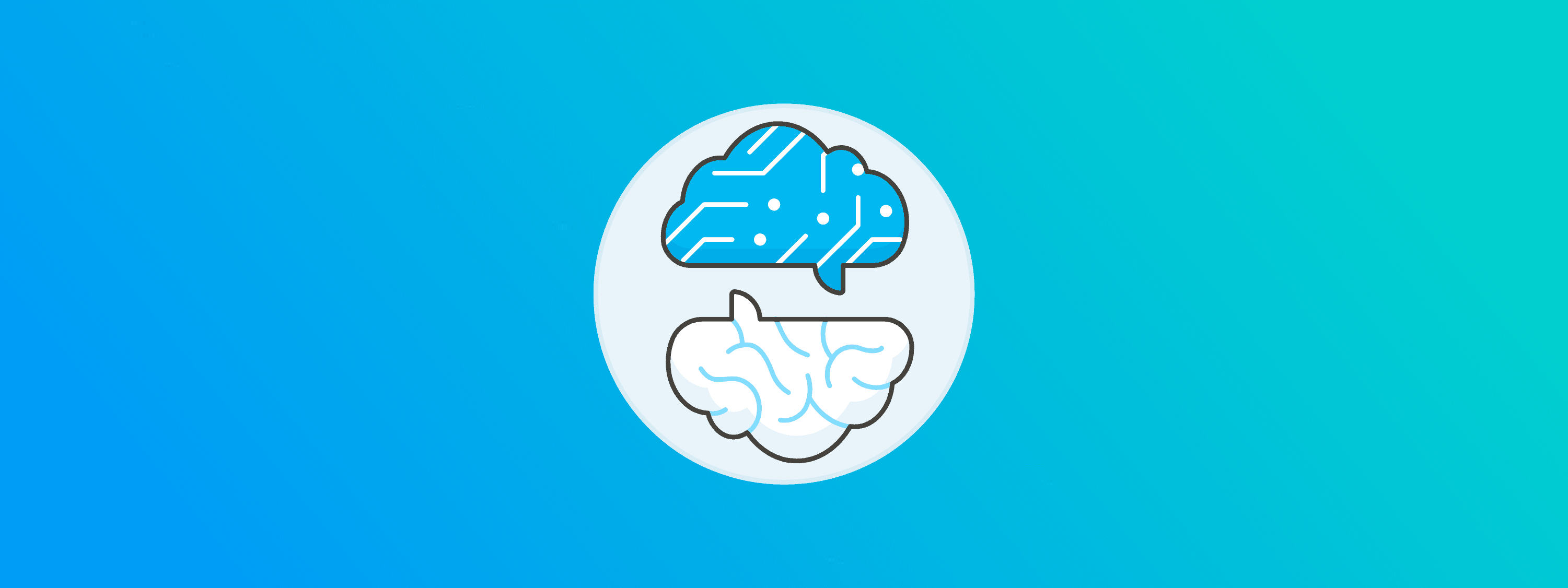 A graphical drawing of 2 halves of a human brain