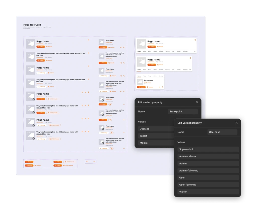 Design system with components, breakpoints and use cases.