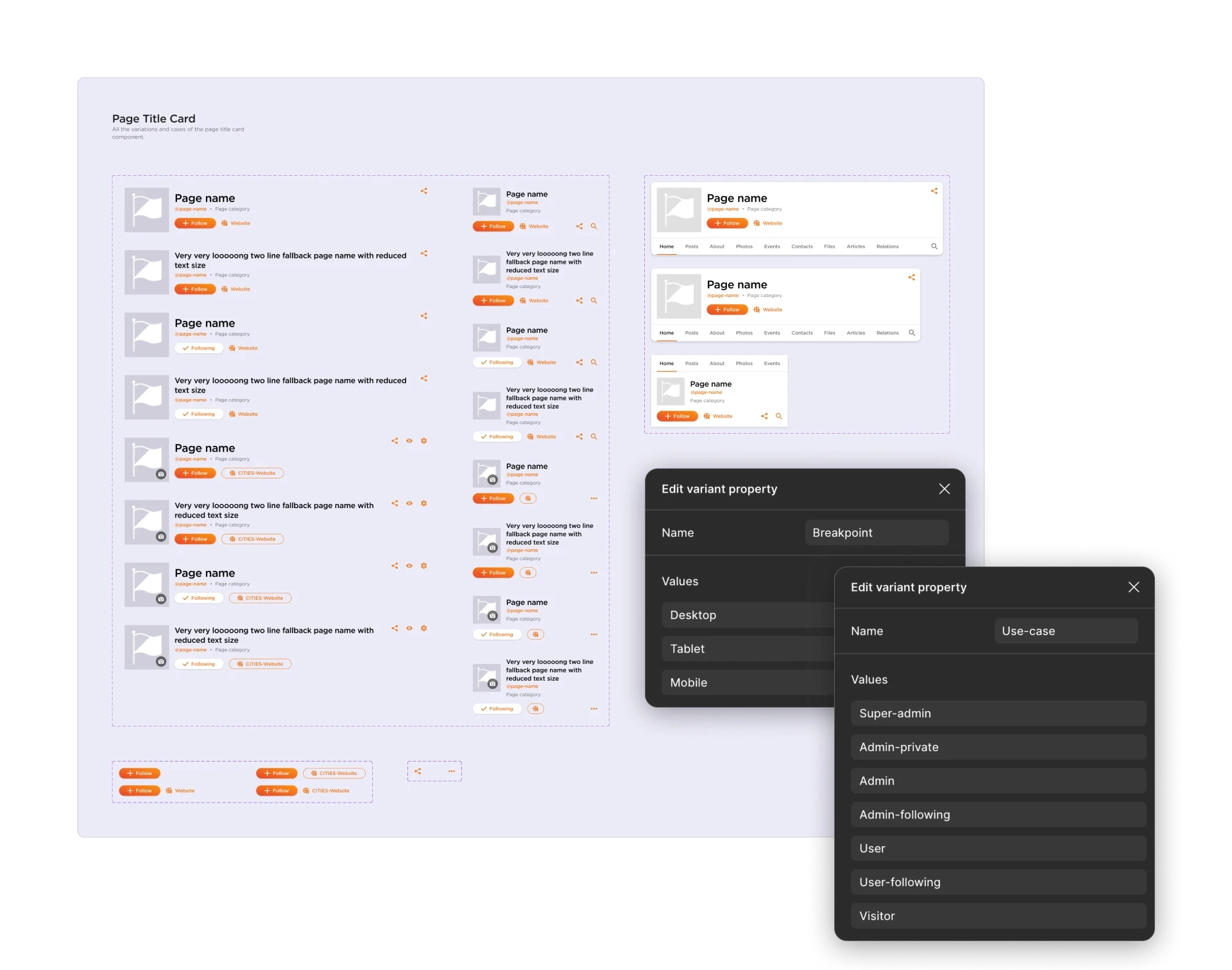 Design system with components, breakpoints and use cases.