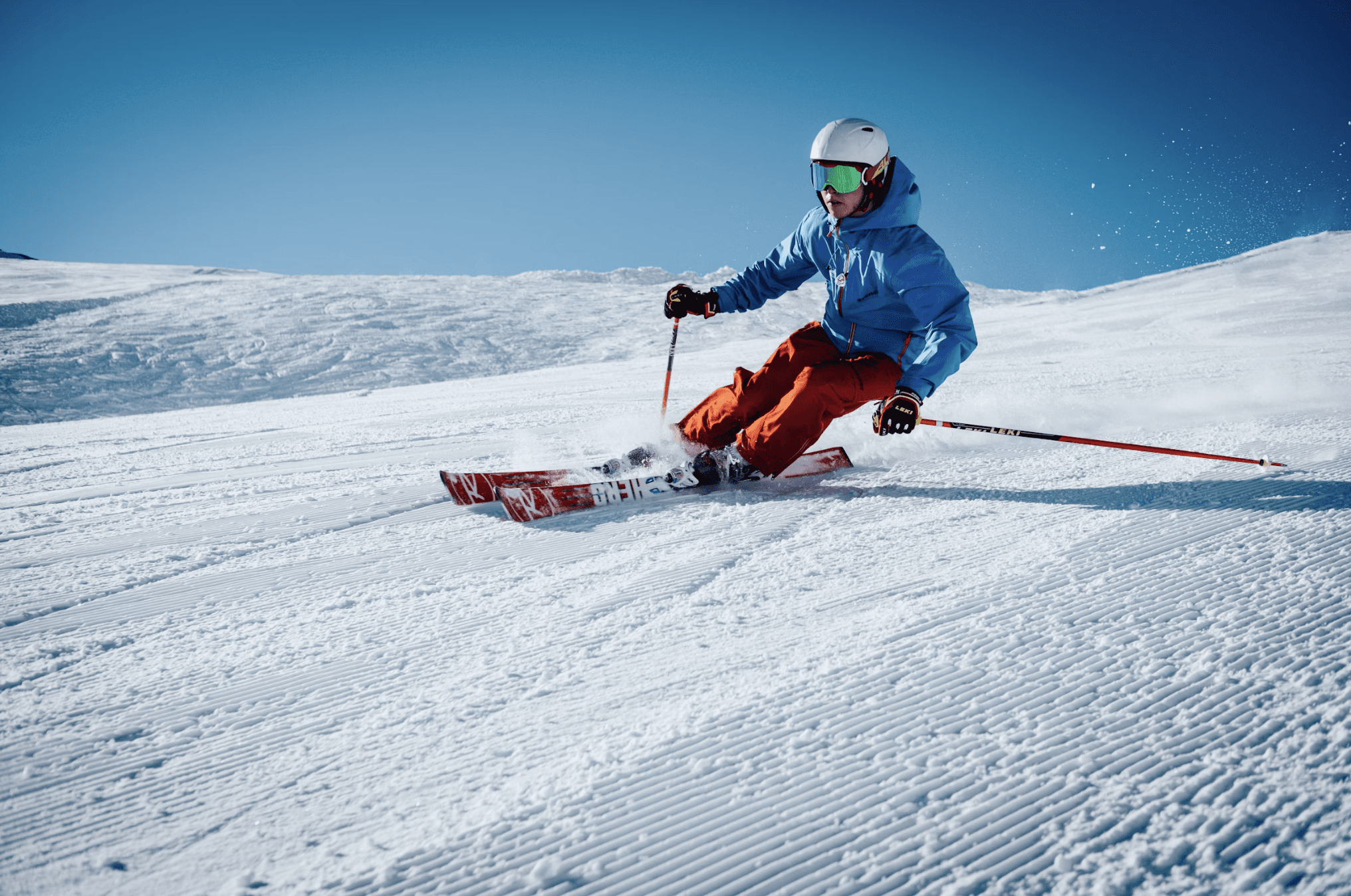 Person Skiing in a Snowy Mountain