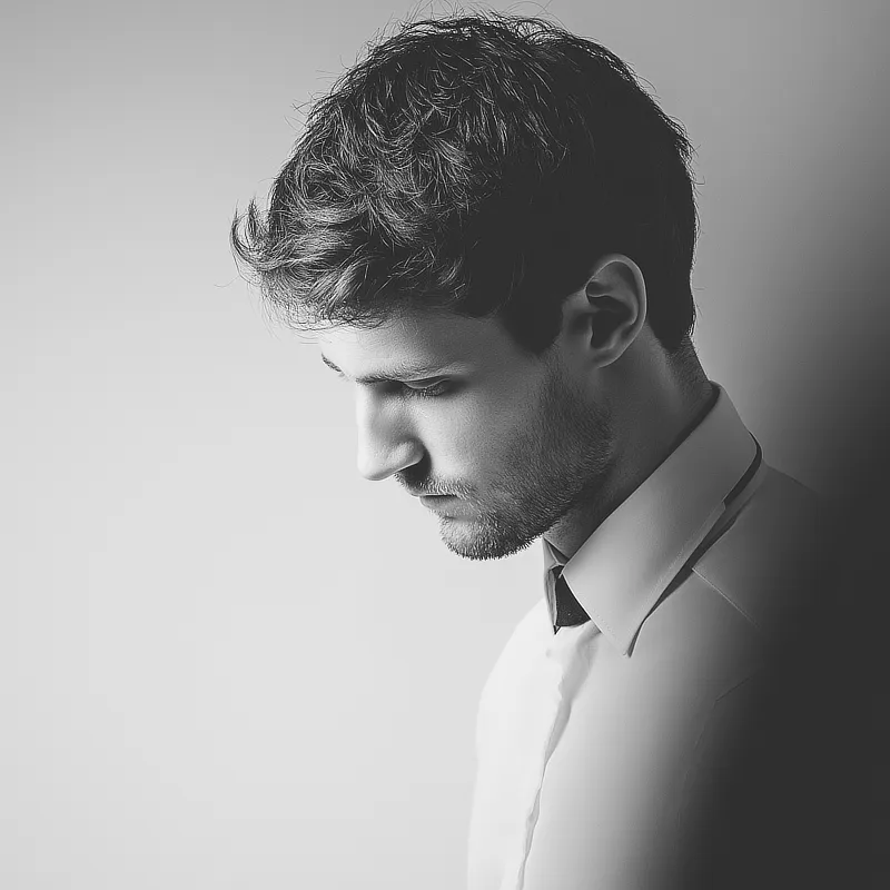 Portrait eines jungen Mannes der sich überlastet fühlt