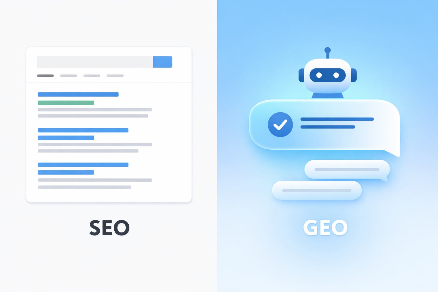 Comparativa entre SEO tradicional y GEO optimización para inteligencia artificial en 2026