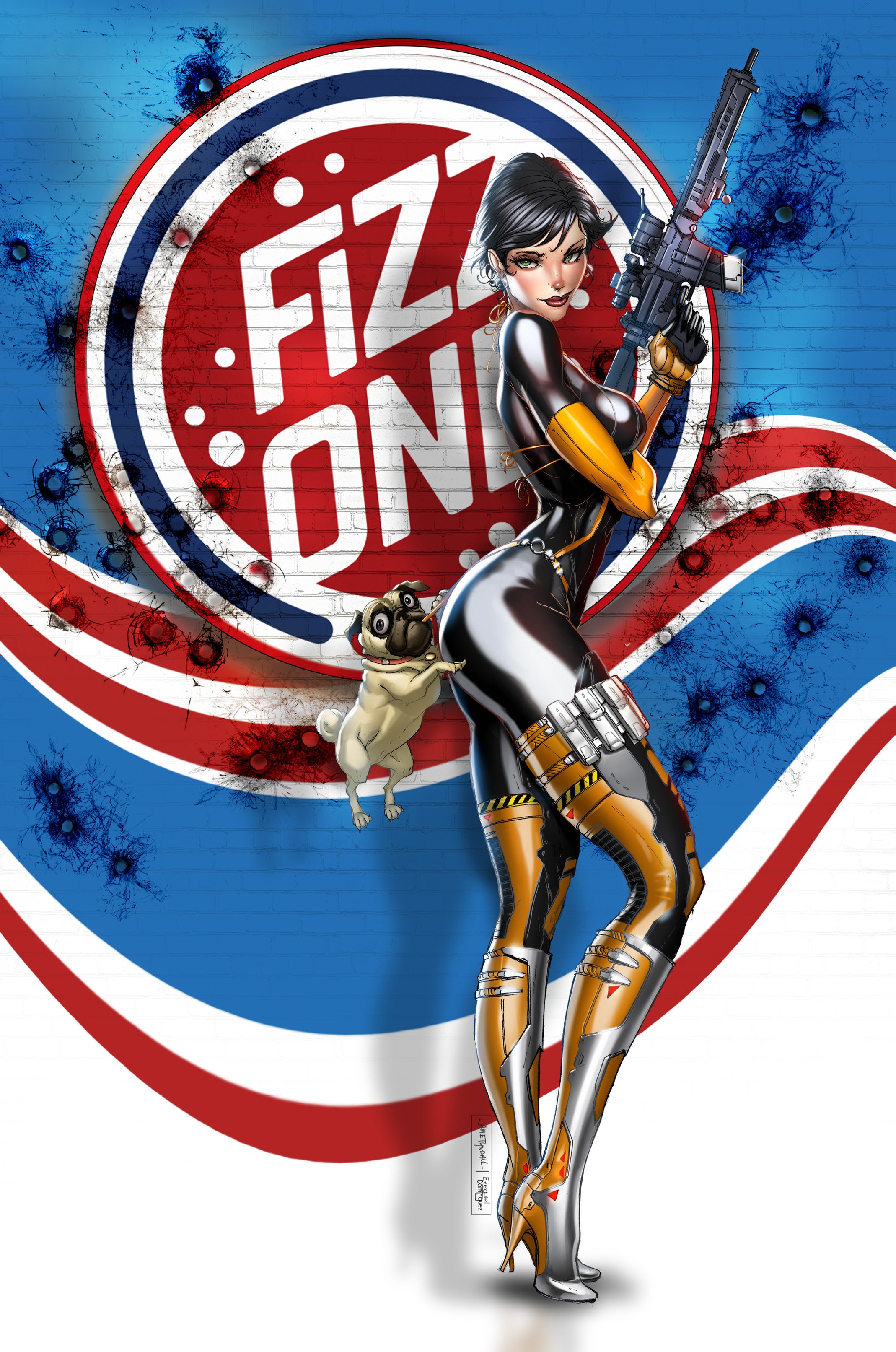 Pop Kill #3 Jamie Tyndall Big Dex Comics MegaCon Exclusive Bulldog Mayhem Virgin Variant cover featuring bulldog artwork