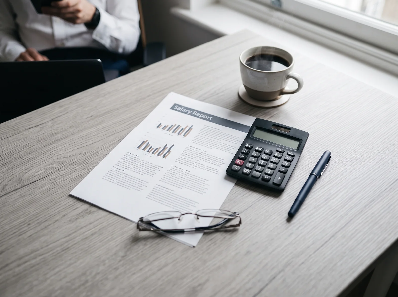 Salary papers and a calculator