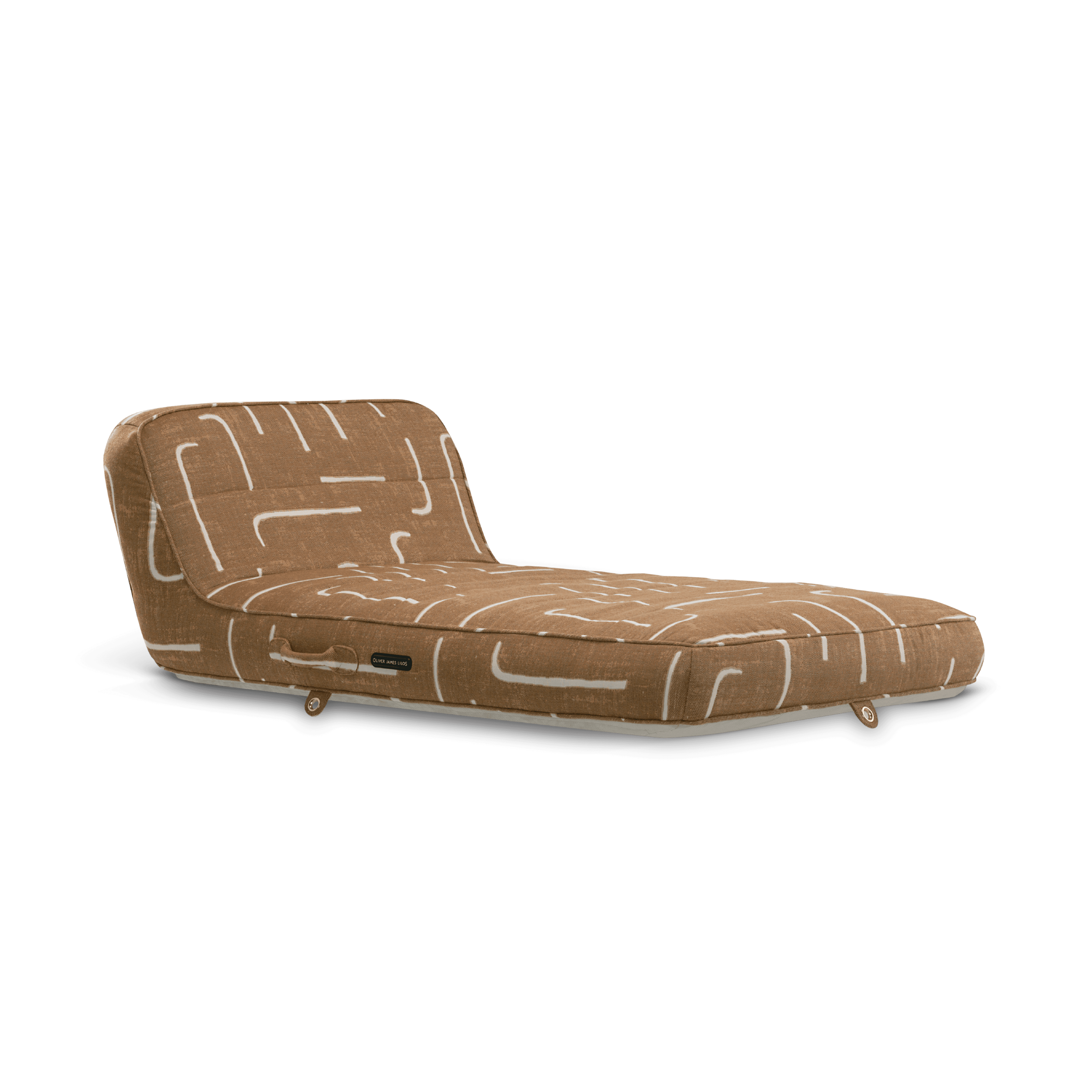 Luxury single pool float in gold-and-brown heavy-weave fabric with textured pattern