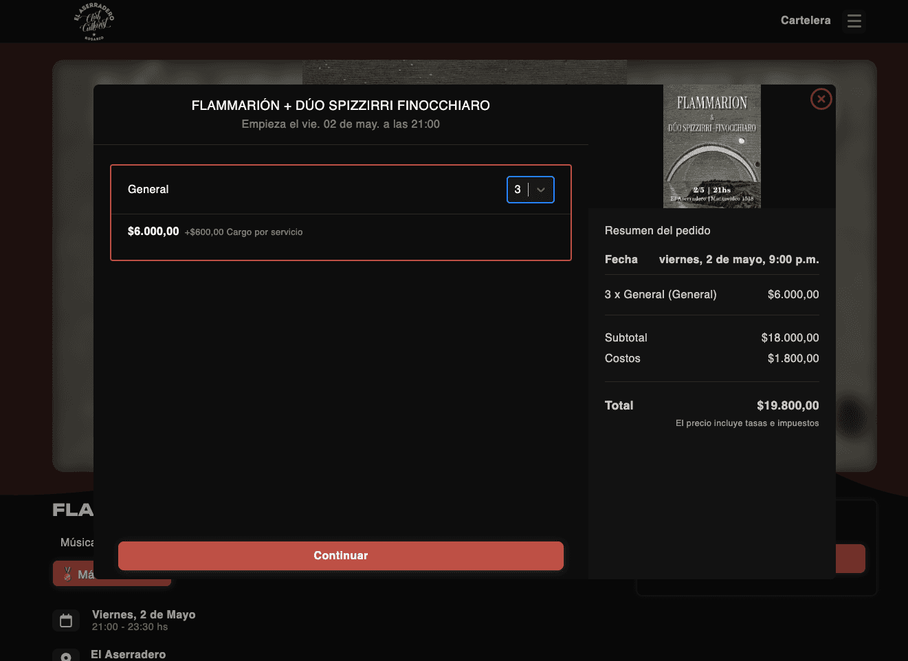 preventa de entradas con acceso a ubicación por nombre y lugar