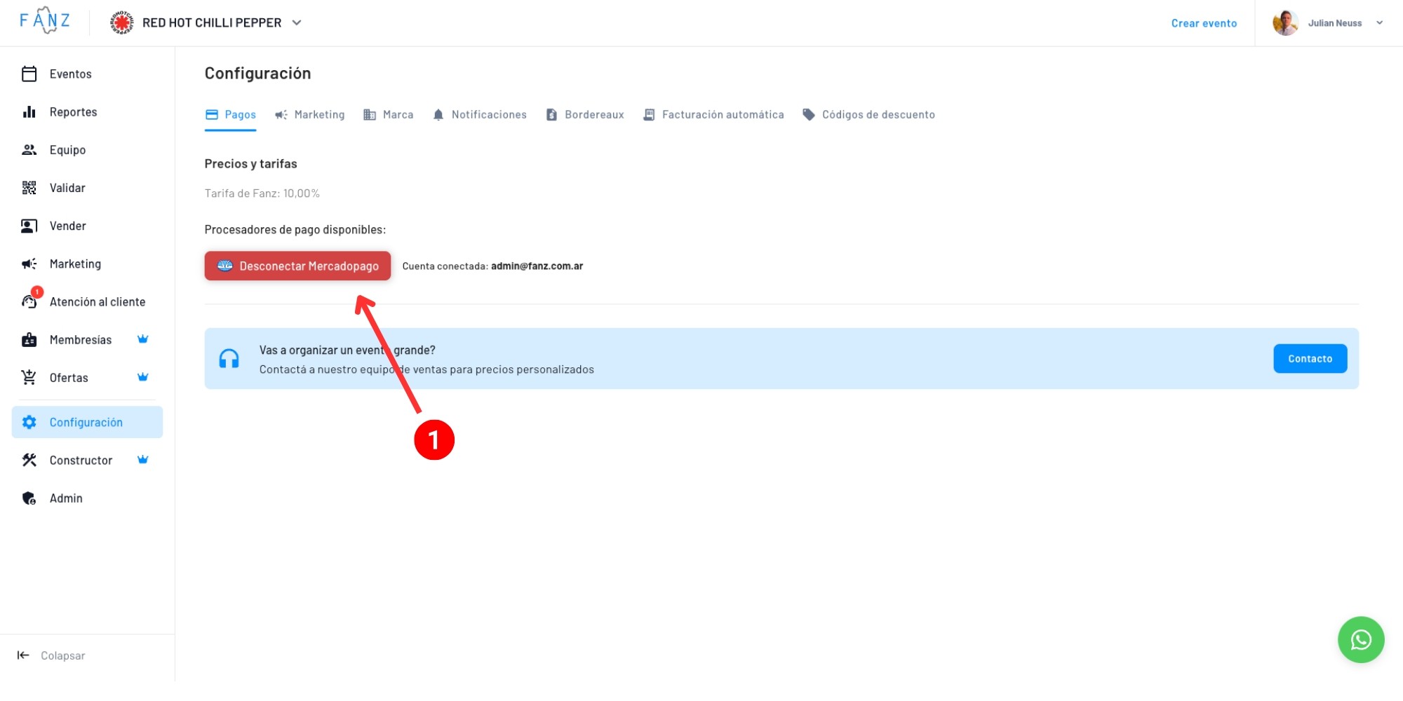 IMAGEN DE CUENTA DE MERCADO PAGO CONECTADA