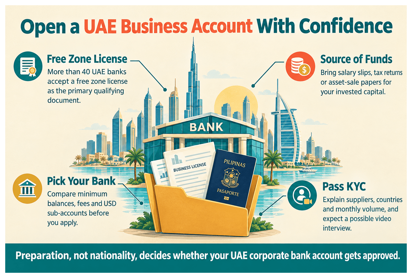 Infographic: Opening a UAE Corporate Bank Account as a Filipino Entrepreneur
