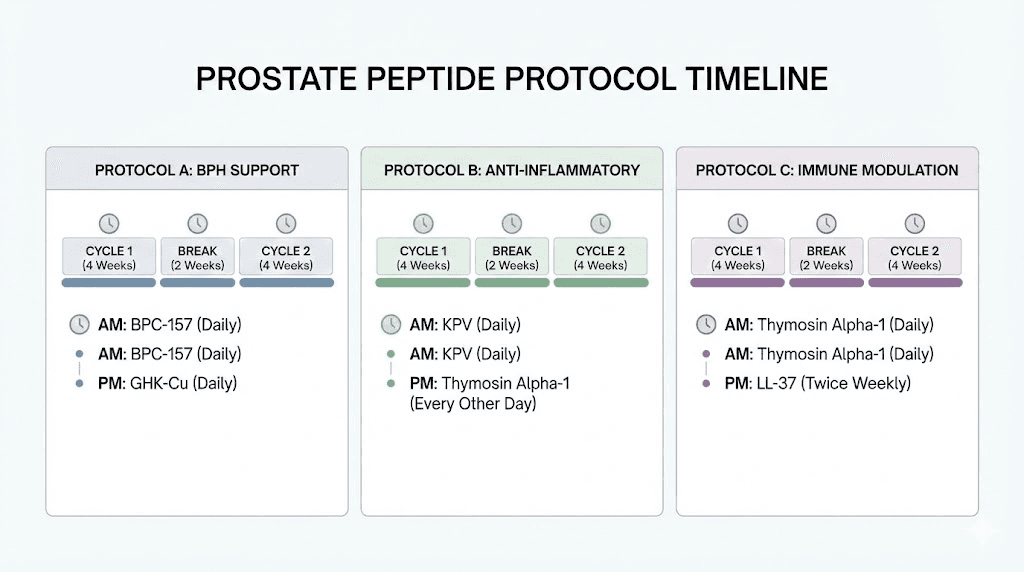 Peptide protocols for prostate health maintenance, BPH management, and cancer prevention