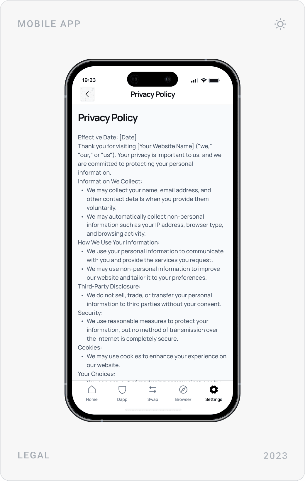 Clean Privacy Policy Mobile Design