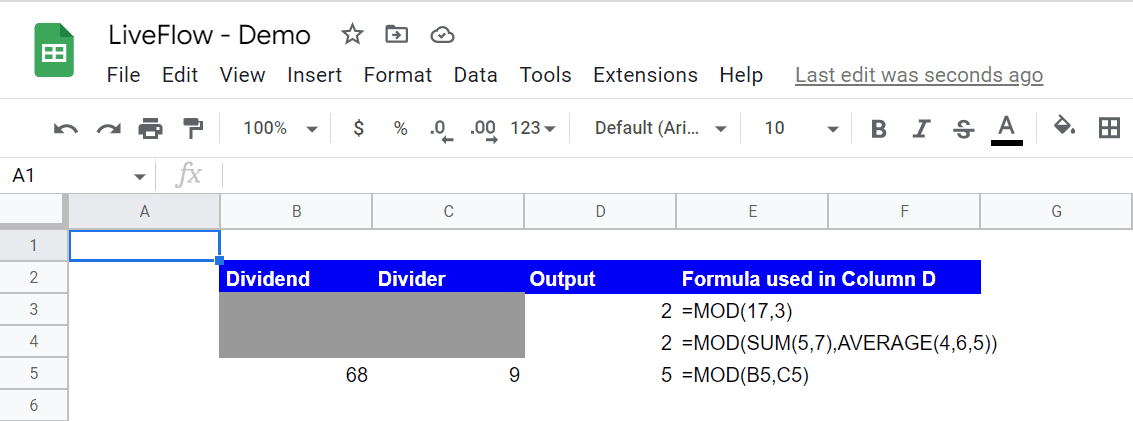 How to use the MOD function