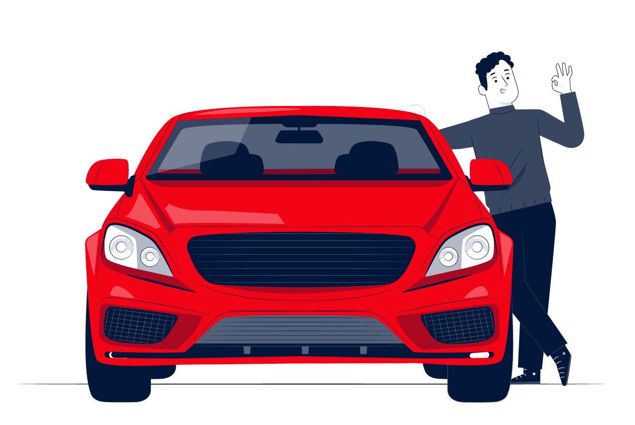 Trasti promocja Mooveno Mężczyzna stojący przy aucie