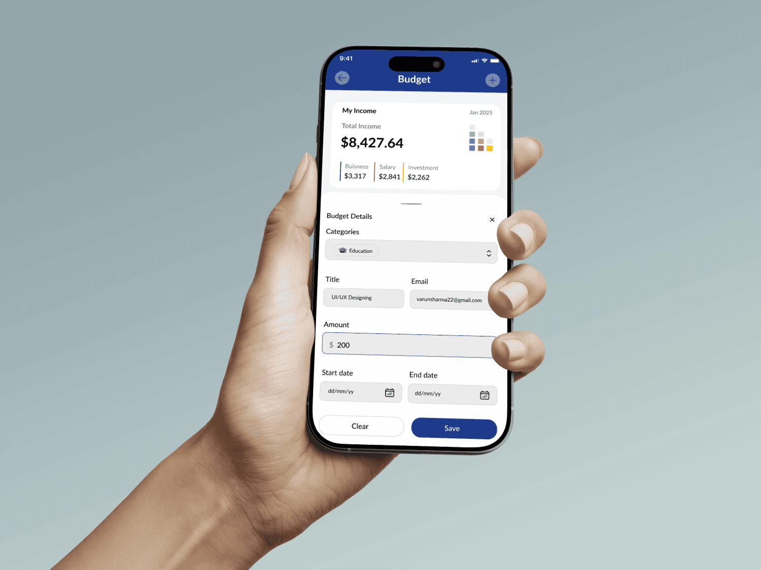 Budget Setting Screen