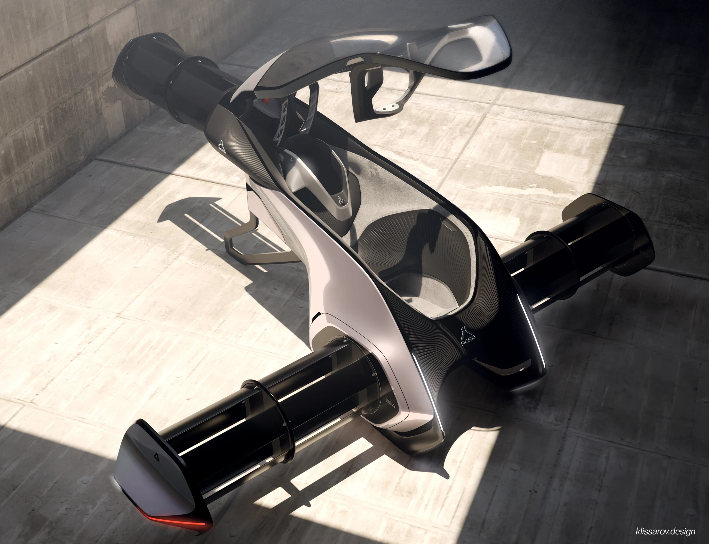 acro evtol final design in hangar open canopy