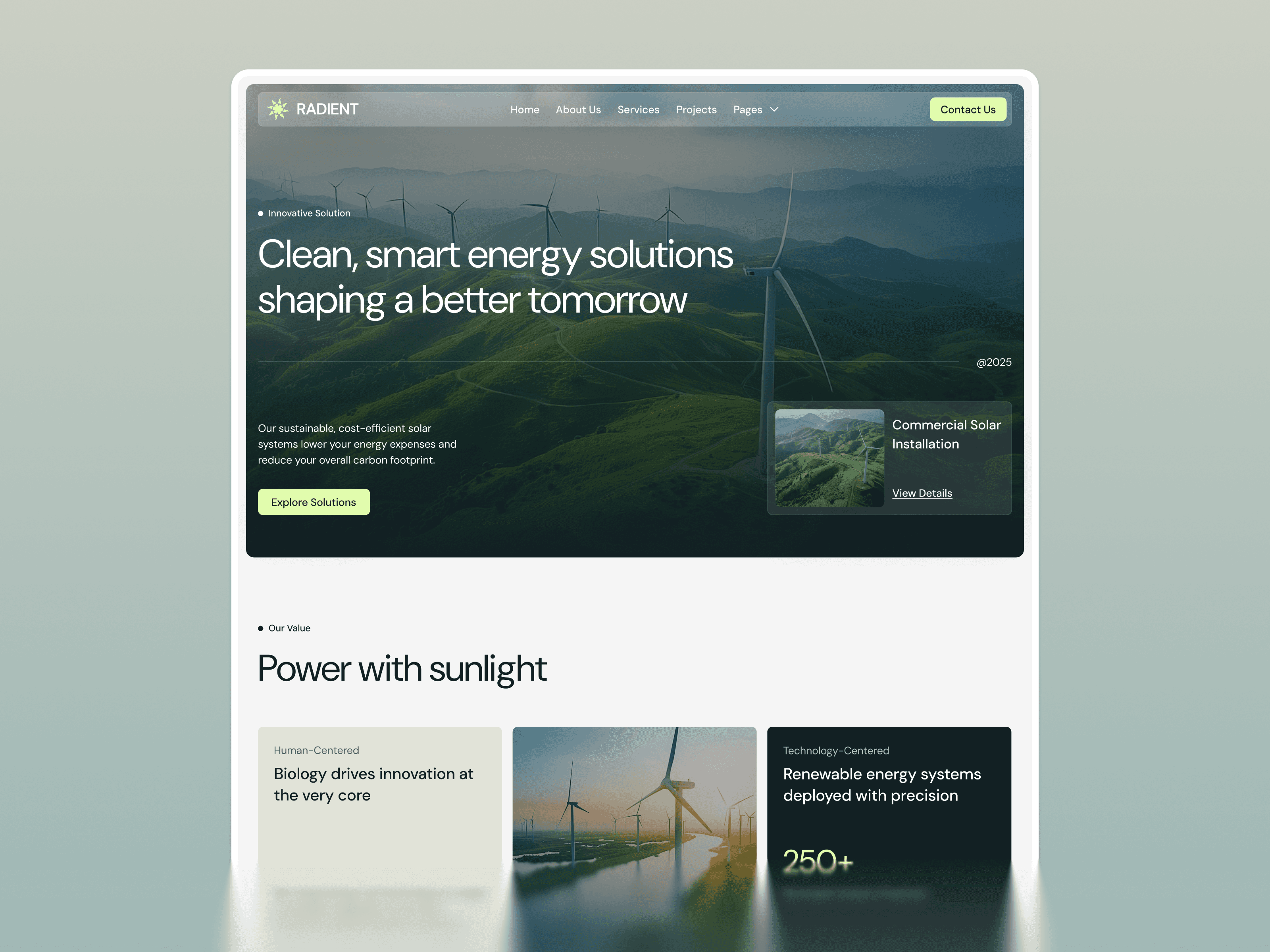 framer sustainable template