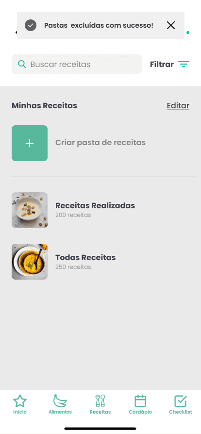 Tela Minhas receitas