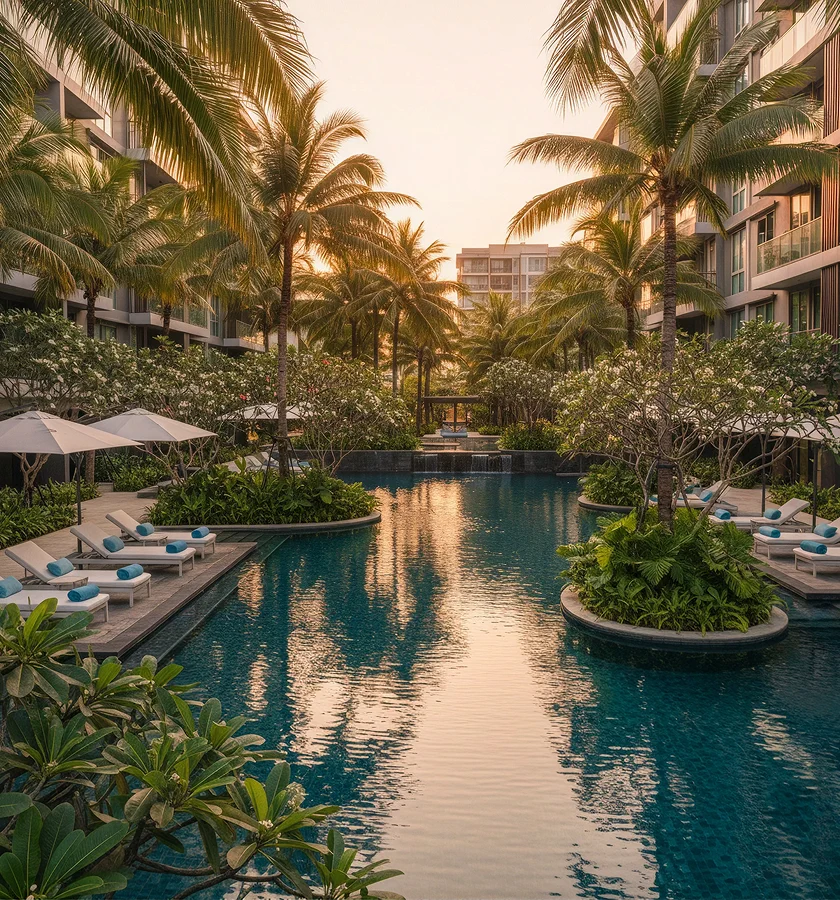 Landscaped swimming pool and garden courtyard at On Garden Residences.