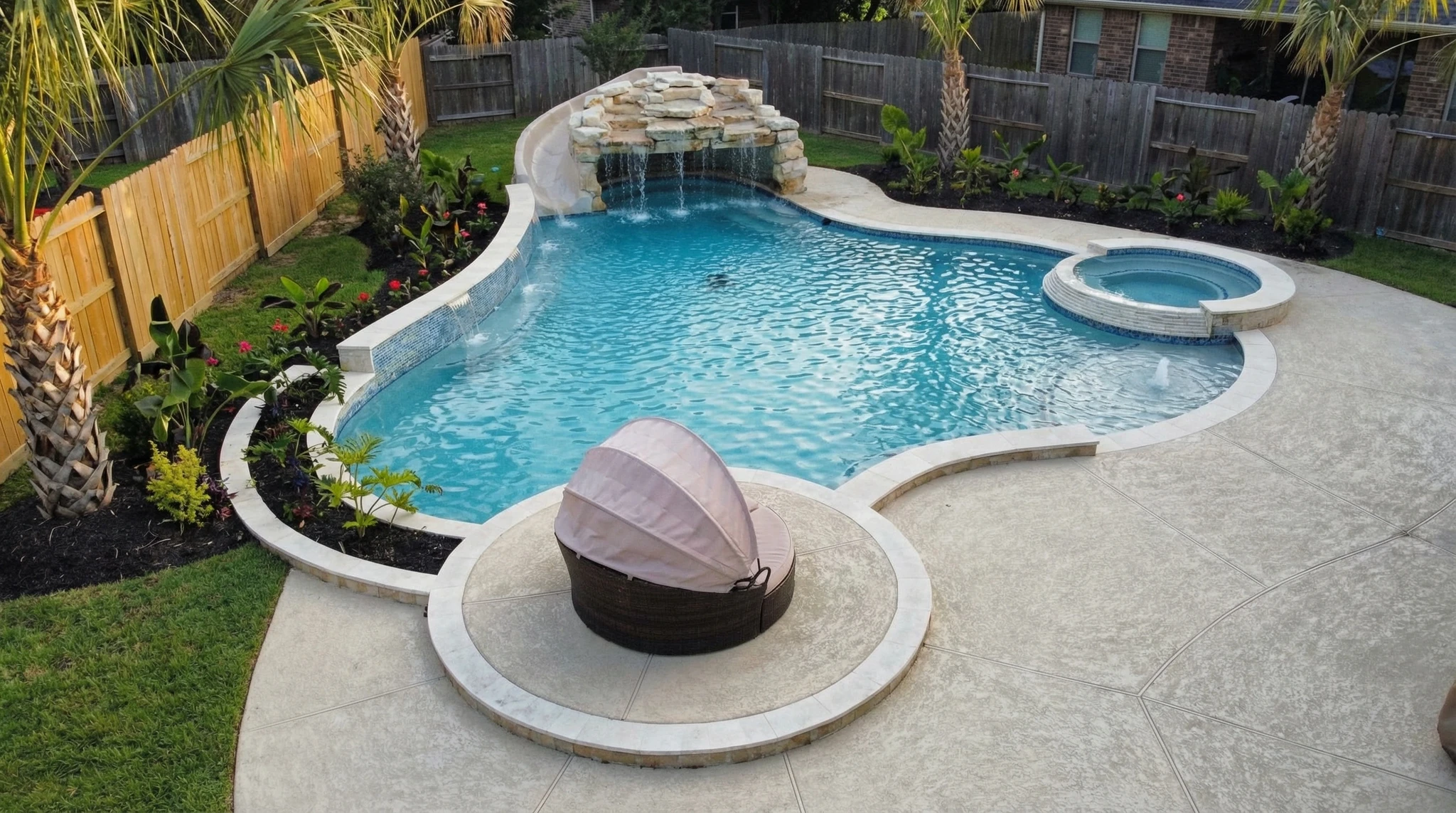 Swimming Pool Water Feature Construction in Richmond, TX - LD Outdoors Design