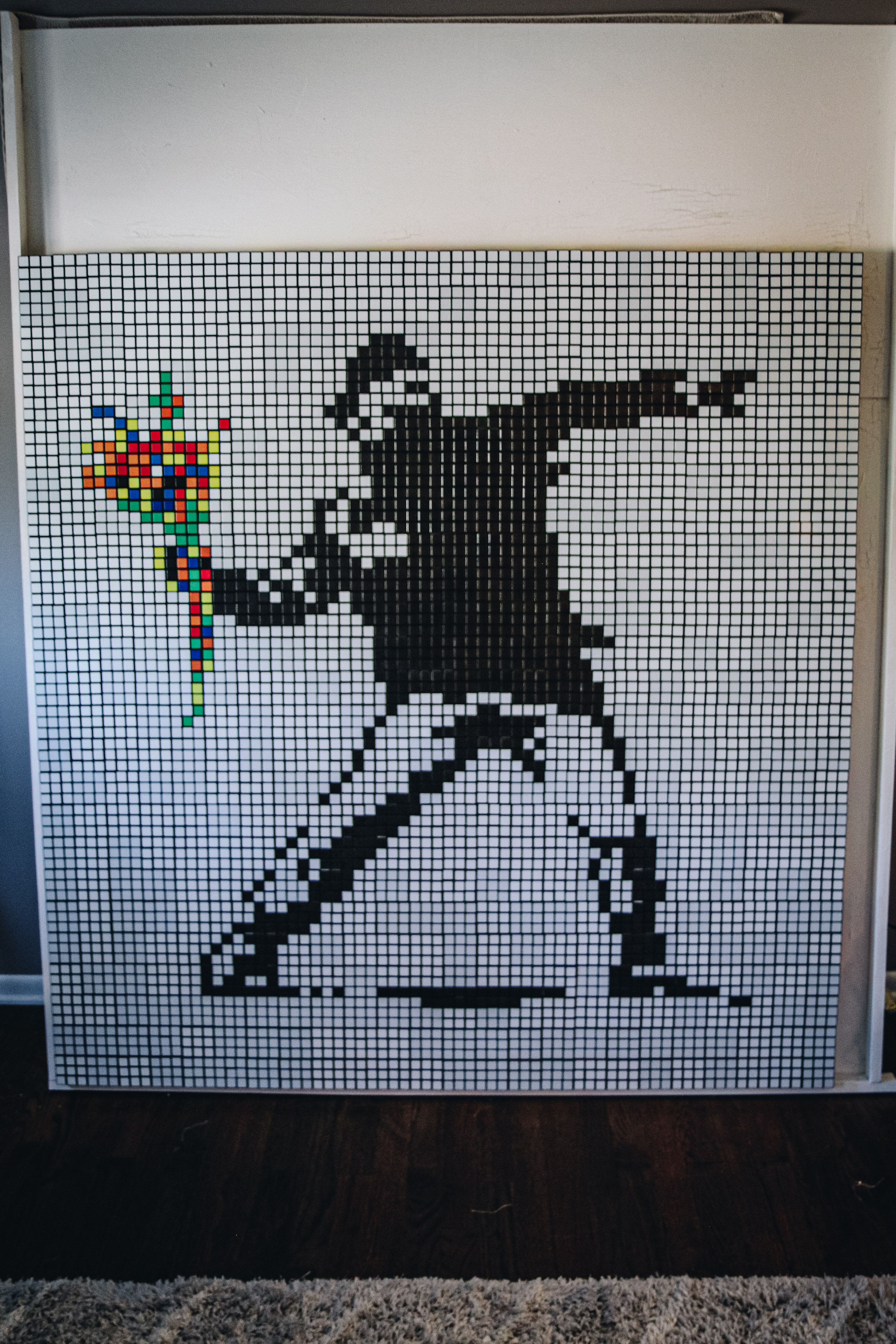 Rubik's cube mosaic of Bansky's most famous artwork