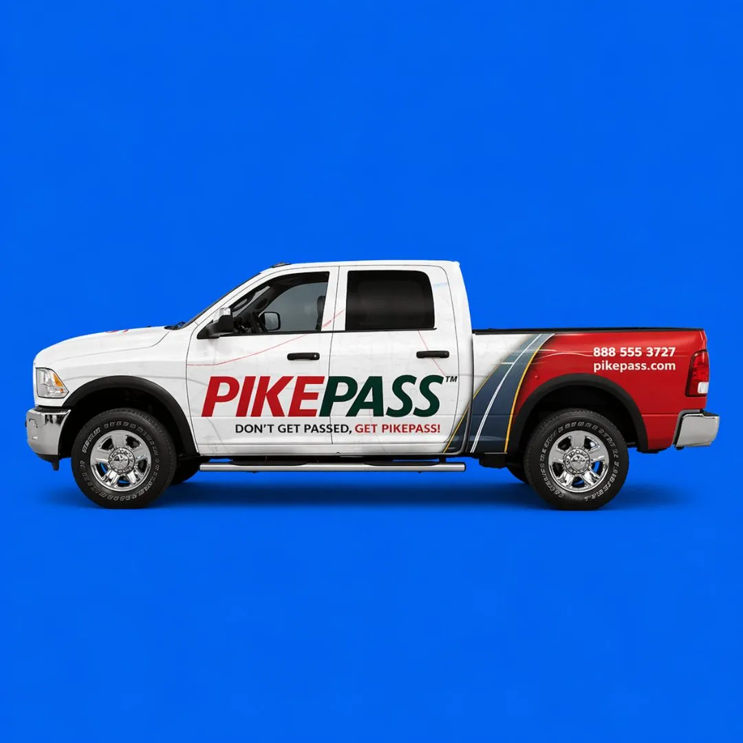PikePass fleet truck wrap by Wrapt — professional fleet wrap installation Oklahoma City