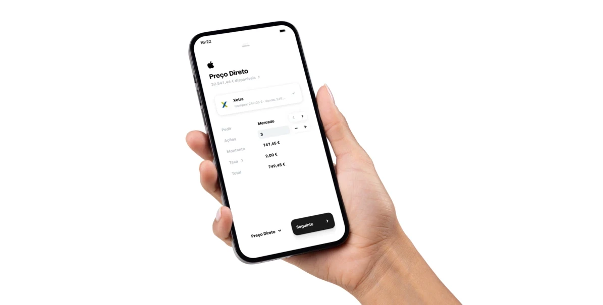 App da Trade Republic com a funcionalidade Preço Direto para escolher bolsas como a Xetra, Nasdaq, Euronext disponível também em Portugal