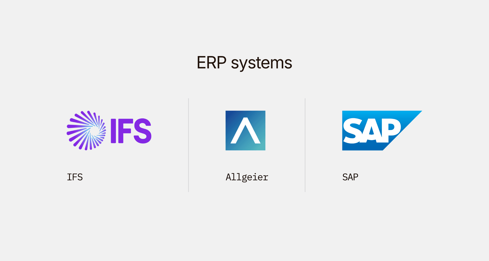 Logos for IFS, Allgeier and SAP