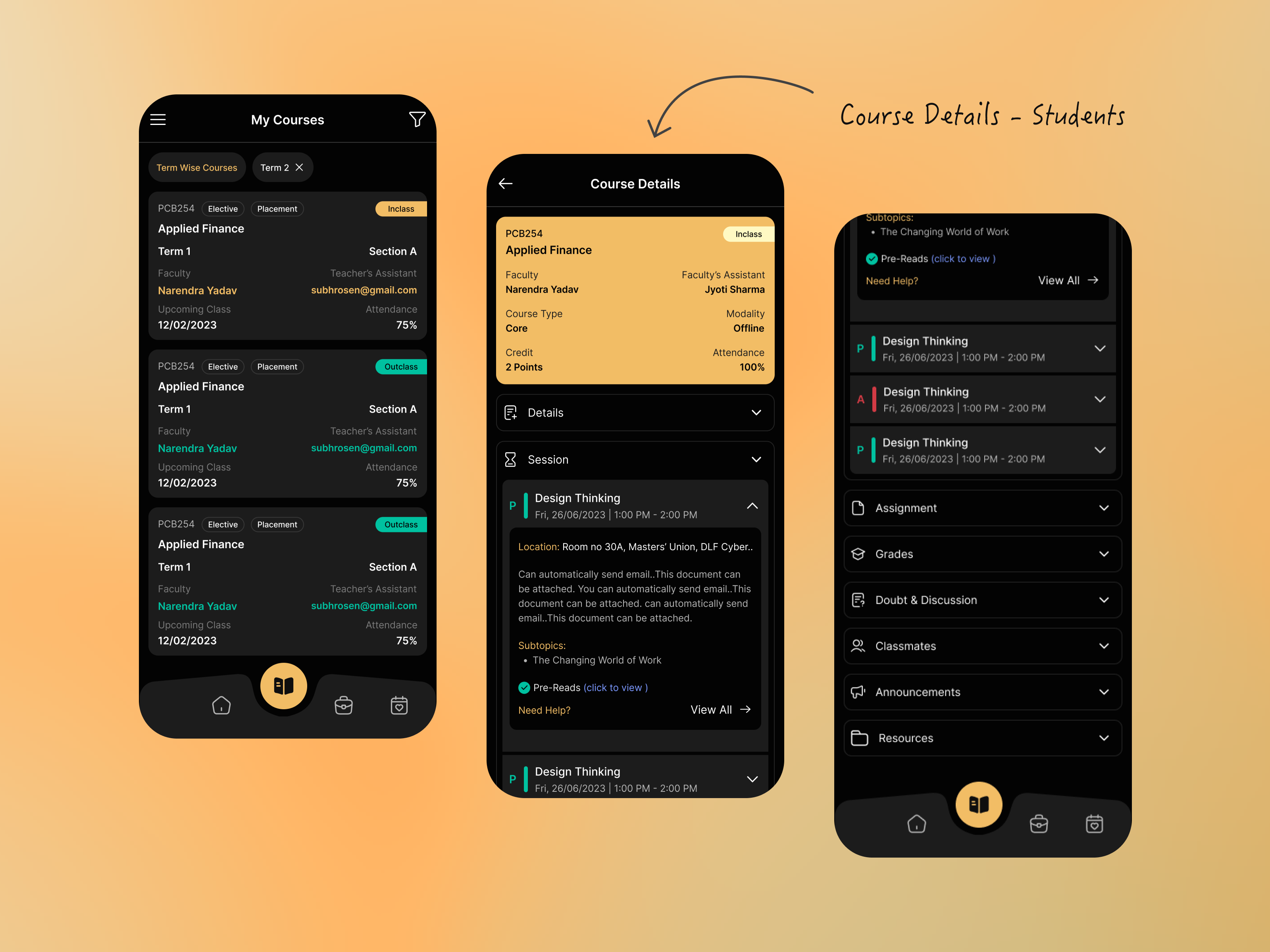 showing glimpse of course details mobile screen