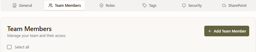 Firm Settings — Team Members tab with the Add Team Member button