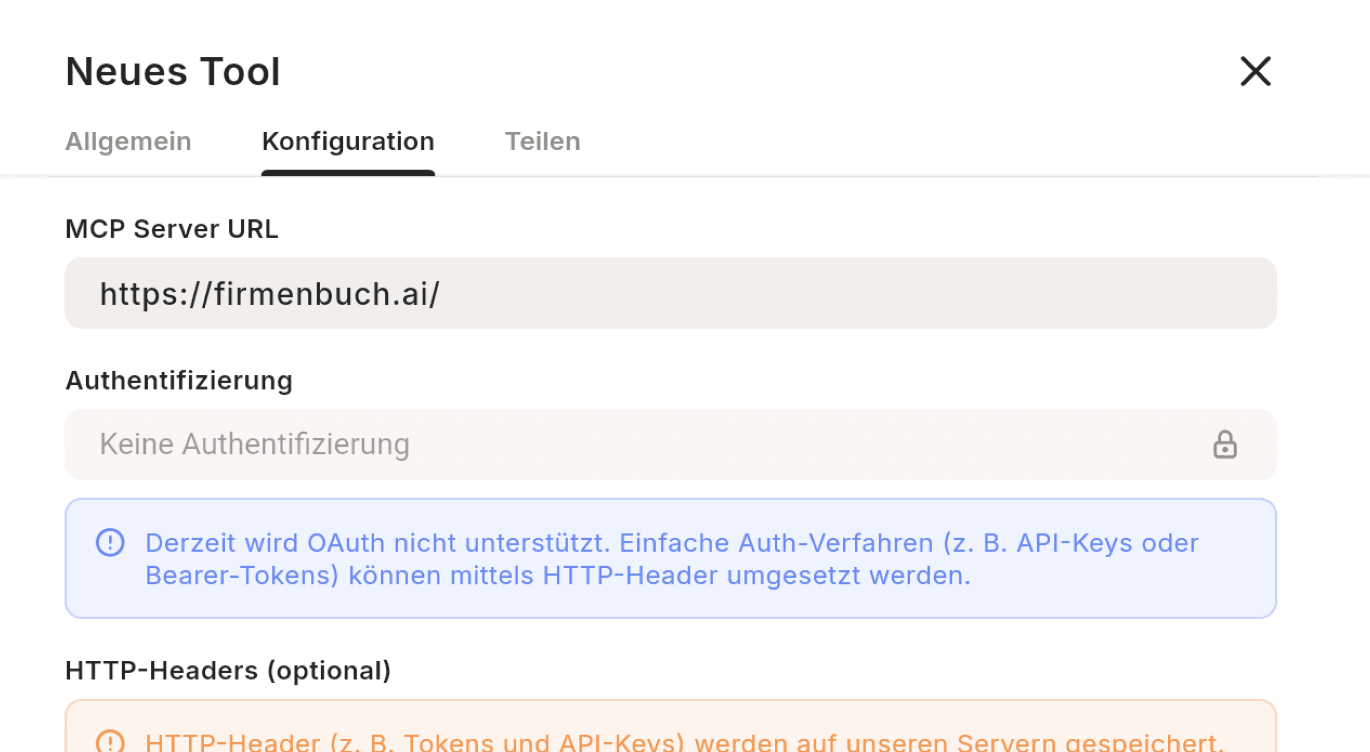 Beispiel: Neues Tool hinzufügen