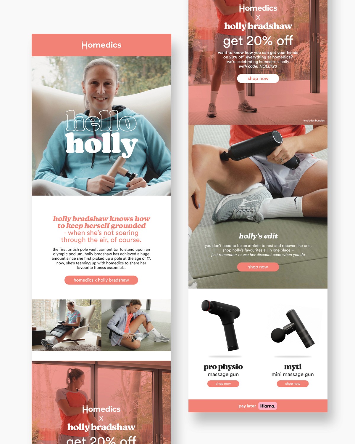 Homedics campaign creative featuring Holly Bradshaw and lifestyle photography