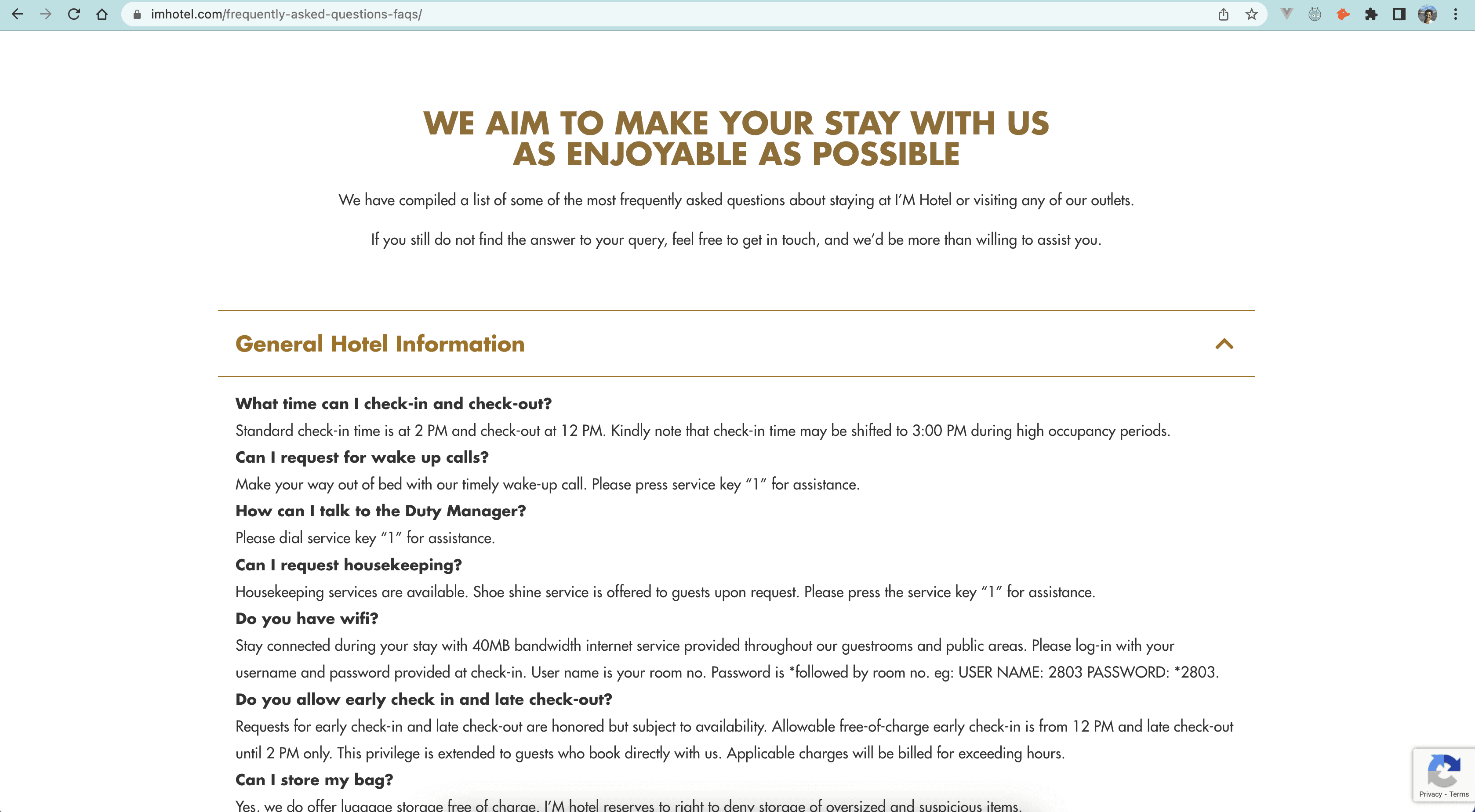 IM Hotel FAQ