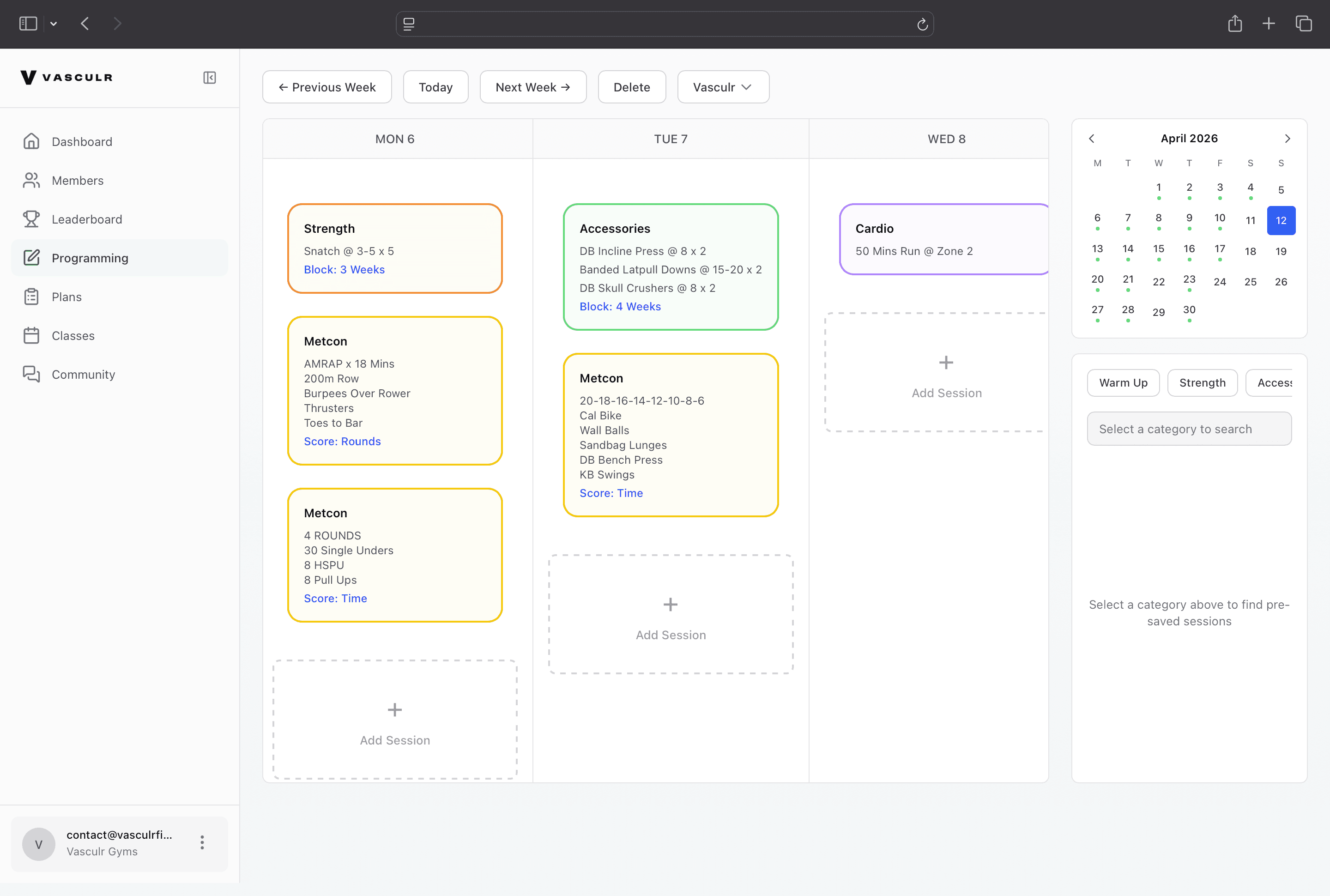Vasculr Fitness workout platform competing with SugarWod and BTWB