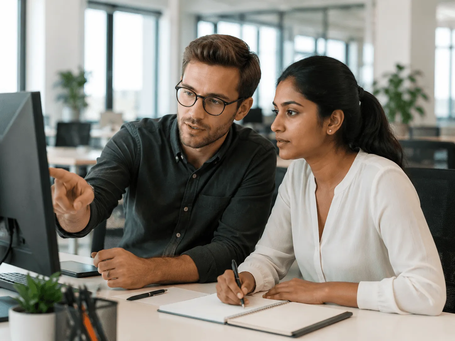 2 employee working in office