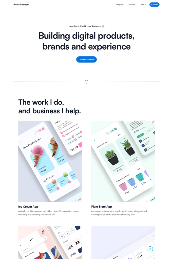 Thumbnail for Bruno, a designer portfolio Framer template