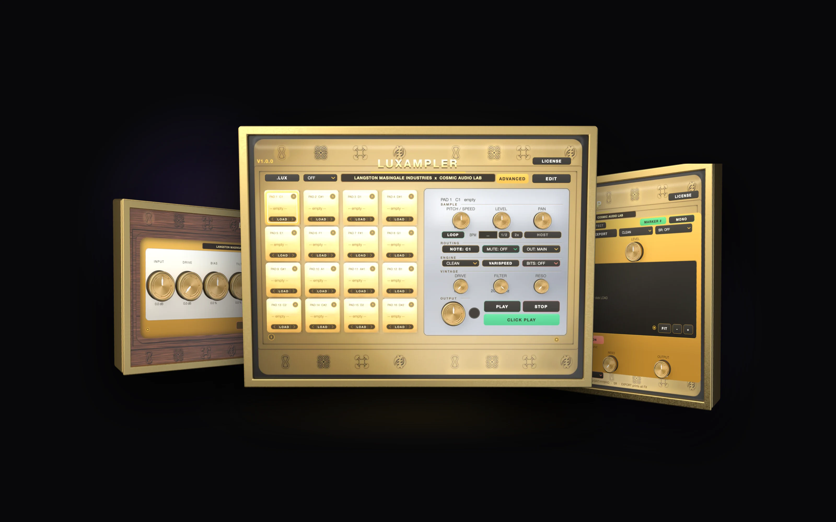 Luxampler, Luxamp and LuxGrit shown together