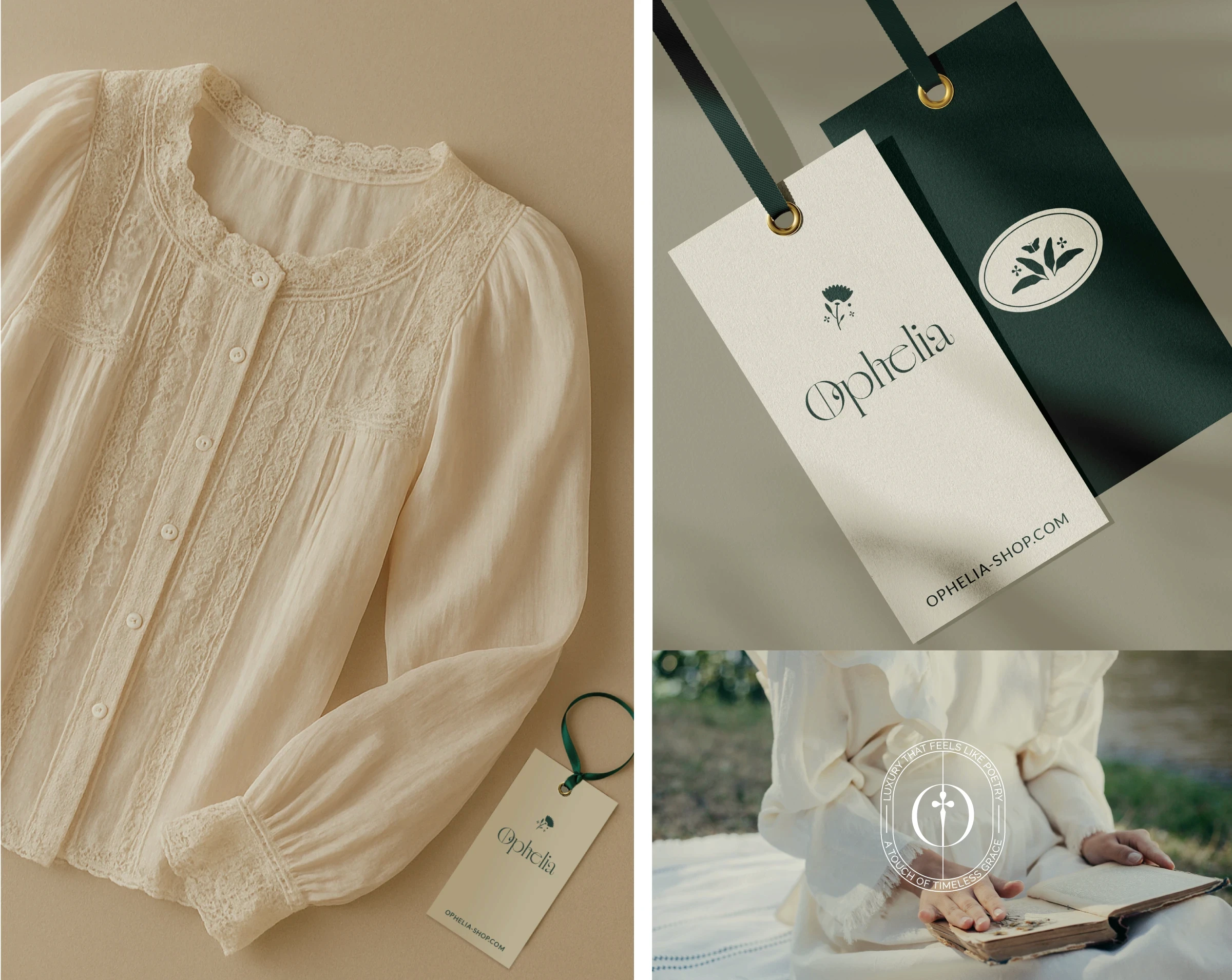 Clothing print tag design for Ophelia fashion pieces