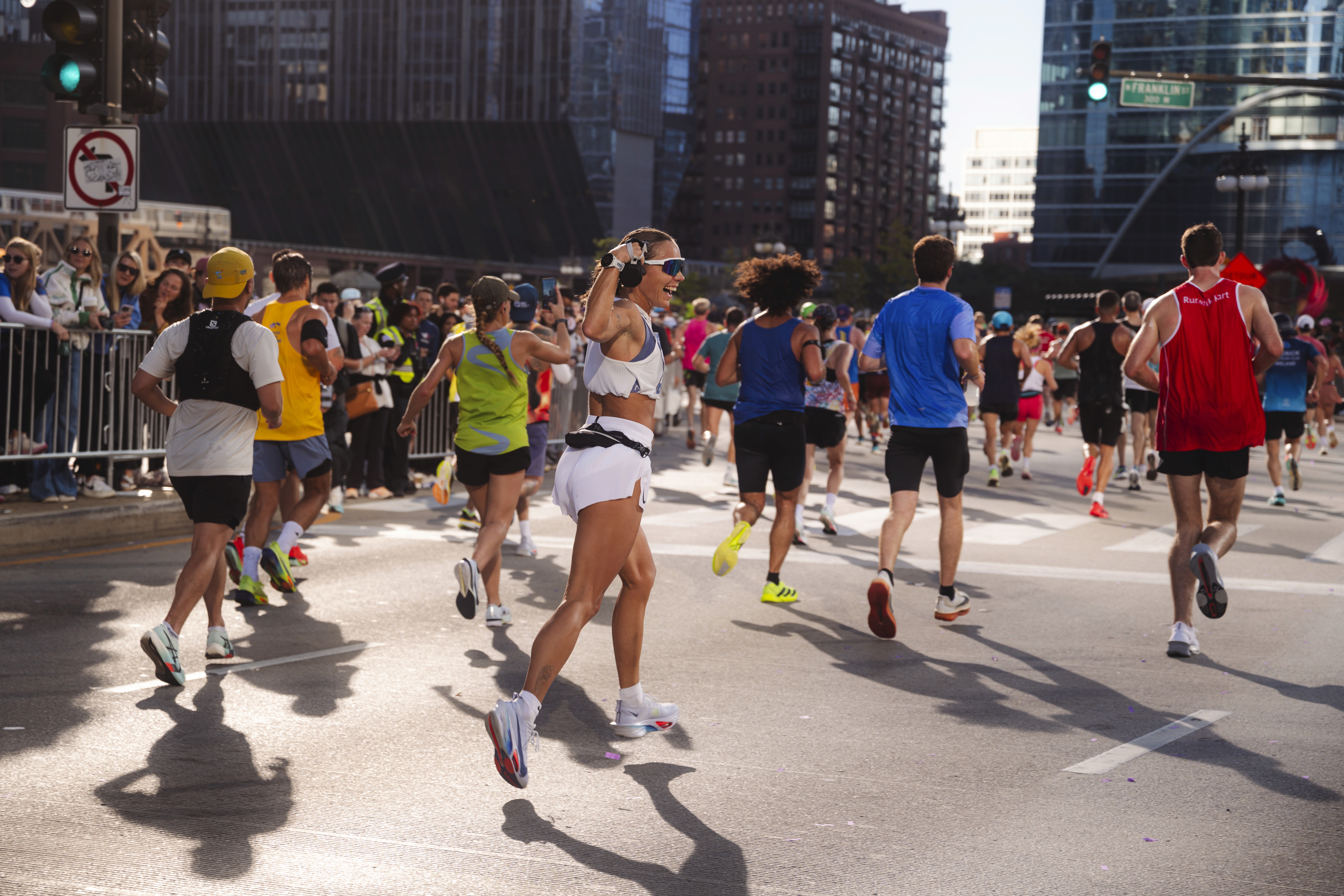 Rachel Stone standing with ABS and hands in her pockets