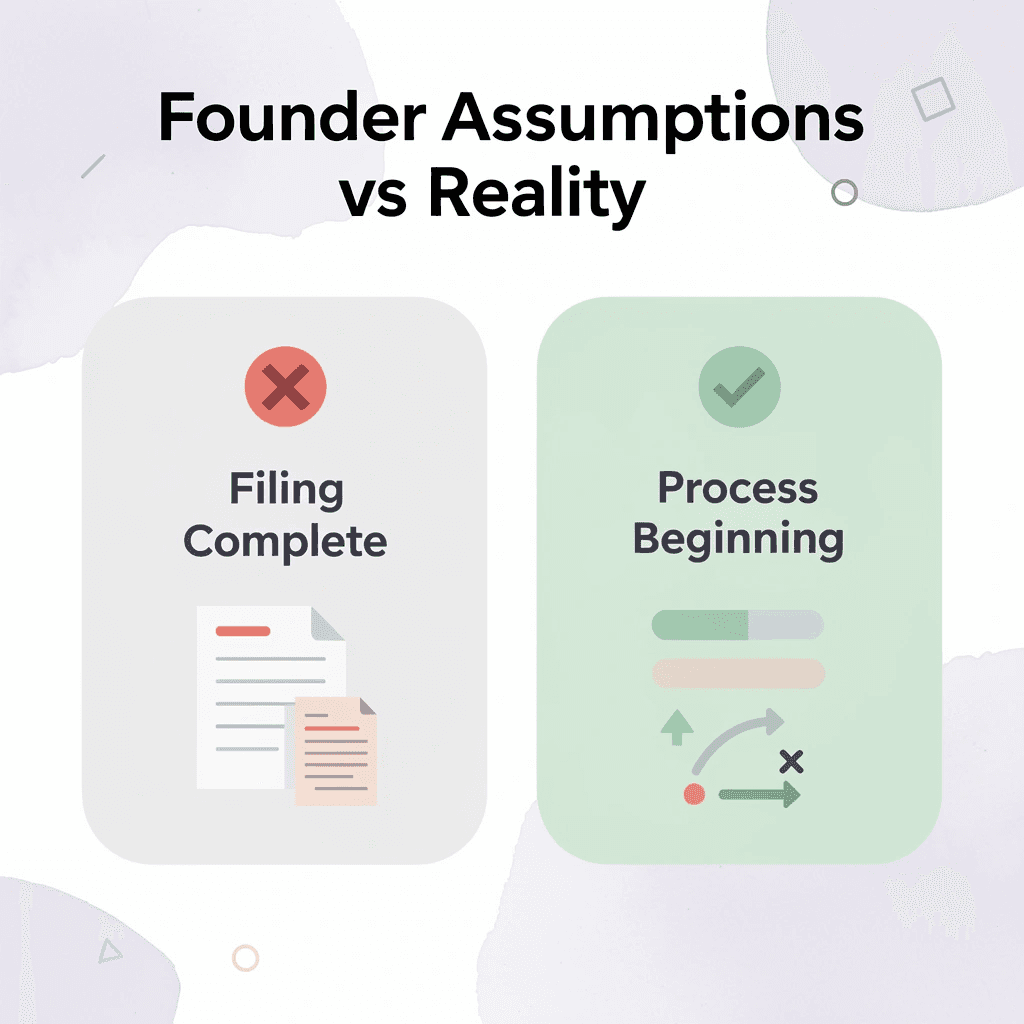Before and after comparison showing founder assumptions versus reality