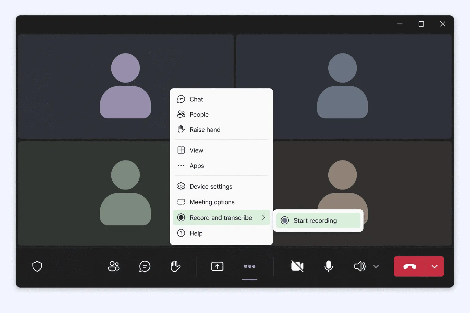 How to start recording a Microsoft Teams meeting on Windows