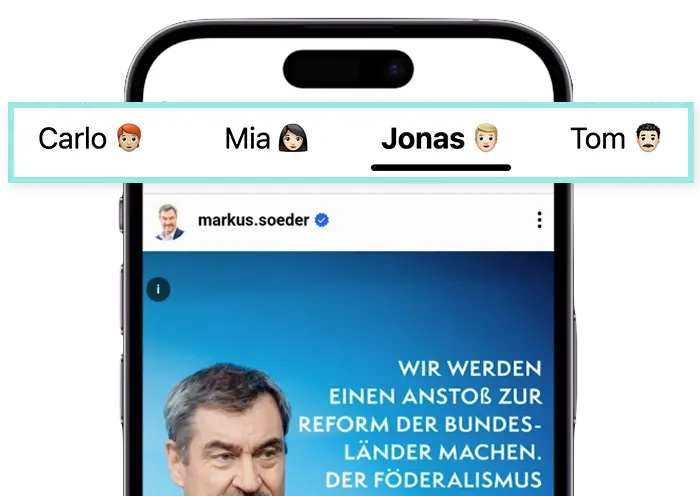 Feedwatch-App mit Feed-Perspektiven